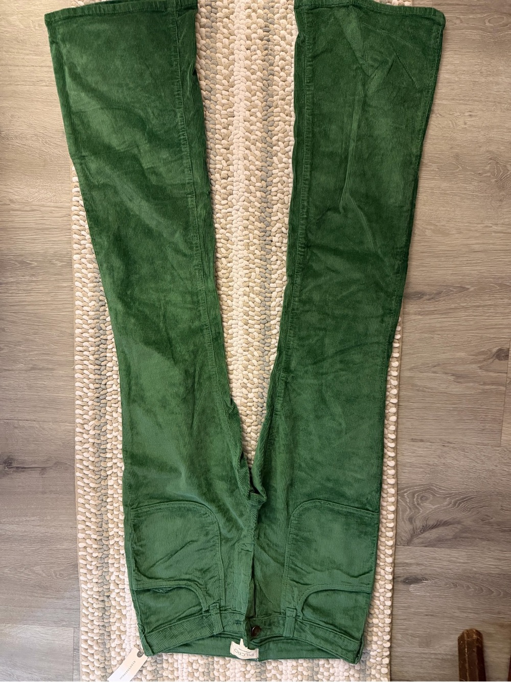 Green Corduroy Wide-Leg Pants